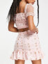 Collective the Label exclusive mini skirt co-ord in blush glitter heart