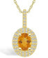 Фото #1 товара Macy's citrine (1-1/5 Ct. T.W.) and Diamond (1/2 Ct. T.W.) Halo Pendant Necklace in 14K Yellow Gold