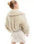 Mango short teddy jacket in beige Бежевый, M - EU 38 - фото #3