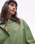 Topshop oversized cotton voile shirt in green