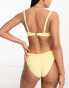 Miss Selfridge floral towelling frill cup detail bikini in yellow