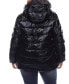 Фото #9 товара Plus Size Metallic Puffer Coat with Hoodie