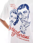 Фото #3 товара JJXX oversized t-shirt with dirty martini print in white