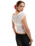 ASOS DESIGN sheer lace sweetheart baby tee in ivory