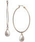ფოტო #1 პროდუქტის Cultured Freshwater Pearl (8 x 10mm) Dangle Hoop Earrings in 18k Gold-Plated Sterling Silver