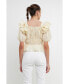 ფოტო #3 პროდუქტის Women's Smocked Puff Sleeve Top