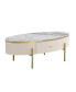 Фото #6 товара Modern Oval Coffee Table With 2 Large Drawers Storage Accent Table