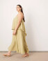 ASOS EDITION Curve strappy square neck maxi with pockets and dramatic drape detail in olive green