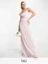 Фото #1 товара TNFC Tall Bridesmaid ruffle shoulder maxi dress in mink pink