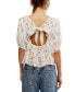 Фото #2 товара Women's Chloe Printed Cotton Cutout Tie-Back Top