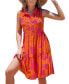 Women's Orange Tropical Collared Sleeveless Mini Beach Dress