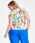 Plus Size Floral Print Surplice Tie-Hem Top, Created for Macy's