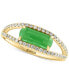 ფოტო #3 პროდუქტის EFFY® Dyed Green Jade & Diamond (1/4 ct. t.w.) Openwork Ring in 14k Gold