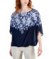 ფოტო #1 პროდუქტის Women's Printed Poncho-Sleeve Necklace Top, Created for Macy's