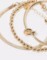 Фото #2 товара ASOS DESIGN Curve pack of 3 bracelets with knot and ball detail in gold tone