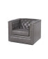 Фото #1 товара Helaire Tufted Leather Armchair in Charcoal Gray