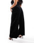 Фото #2 товара Yours wide leg velvet trousers in black