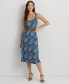 Women's Floral Belted Crepe Sleeveless Dress