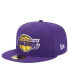 Фото #2 товара Men's Purple Los Angeles Lakers Court Sport Leather Applique 59FIFTY Fitted Hat