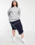 Nike Plus mini swoosh oversized crew sweatshirt in grey and sail