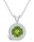 Фото #1 товара Macy's peridot (1-1/2 ct. t.w.) and Diamond (1/8 ct. t.w.) Halo Pendant Necklace in Sterling Silver