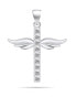 Charming silver pendant with zircons Angel cross PT67W