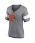 Фото #3 товара Women's Heathered Gray, White Cleveland Browns Distressed Team Tri-Blend V-Neck T-shirt