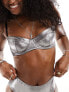 ASOS DESIGN Layering metallic bandeau bra in gunmetal silver