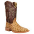 Фото #2 товара R. Watson Boots Full Quill Ostrich Embroidery Square Toe Cowboy Mens Brown Dres