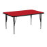 Фото #1 товара 24''W X 48''L Rectangular Red Hp Laminate Activity Table - Height Adjustable Short Legs