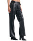 ფოტო #3 პროდუქტის Women's Faux-Leather Cargo Pants