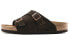 Birkenstock Zürich系列 牛皮绒面革双扣凉拖 情侣款 深棕 窄版 / Тапочки Birkenstock Zrich 1009531