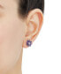 Iolite (1 ct. t.w.), Amethyst (1/2 ct. t.w.) & White Topaz (1/20 ct. t.w) Flower Stud Earrings in Sterling Silver