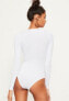 Aqua Womens Wired V-neck Bodysuit Long Sleeve White M