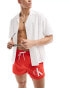 Calvin Klein monogram short drawstring swim short in red