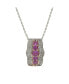 Фото #1 товара Pink Sapphire & Lab-Grown White Sapphire Curvy Frame 5 Stone Pendant Necklace in Sterling Silver by Suzy Levian