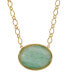 Gold-Tone Aventurine Semi Precious Oval Stone Necklace