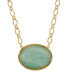 Фото #1 товара Gold-Tone Aventurine Semi Precious Oval Stone Necklace