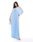 Фото #1 товара TFNC Bridesmaids Plus cold shoulder chiffon pleated maxi dress in powder blue