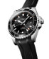 ფოტო #2 პროდუქტის Men's Swiss Automatic Hydroconquest GMT Black Rubber Strap Watch 43mm
