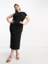 Фото #7 товара ASOS DESIGN Curve high neck ruched shoulder midi dress in black