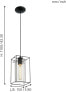 EGLO Pendellampe Loncino, 1 flammige Vintage Pendelleuchte, Hängelampe aus Stahl, Farbe: Schwarz, Glas: Rauchglas, Fassung: E27, L: 15 cm [Energy Class D]