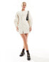 & Other Stories corset waist mini dress with zip front and sculptural sleeves in beige