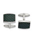 Фото #3 товара Stainless Steel Black and Green Carbon Fiber Inlay Cufflinks