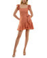 Juniors' Ruffle-Sleeve Faux-Wrap Mini Dress