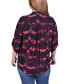 ფოტო #2 პროდუქტის Plus Size 3/4 Roll Tab Sleeve Y-Neck Top