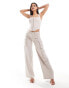 Aria Cove denim look wide leg pocket detail trousers co-ord in light grey Серый, 40 - фото #1