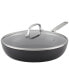 Фото #1 товара Hard-Anodized Induction Nonstick Frying Pan with Lid, 12.25", Matte Black