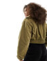 ASOS DESIGN rip stop cropped bomber jacket with collar detail in khaki 34 - фото #6