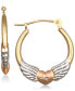 ფოტო #1 პროდუქტის Tri-Color Winged Heart Hoop Earrings in 10k Gold